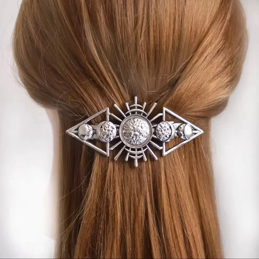 Silver Sunburst Decorative Hair Barrette